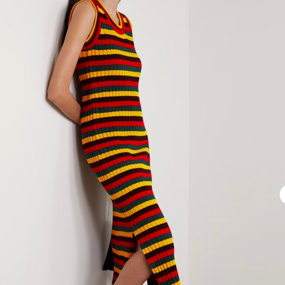 ***Wales Bonner Brixton Stripe Rib Chenille Sweater Dress - Picture 1 of 8